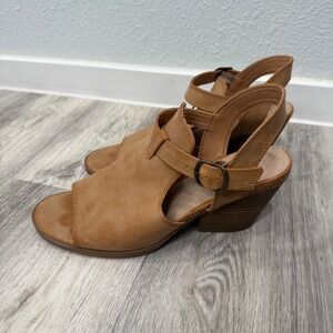 Frye and Co Gaia Ankle Strap Sandals, Open‎ Toe, Tan Brown, Block Heel, Women's